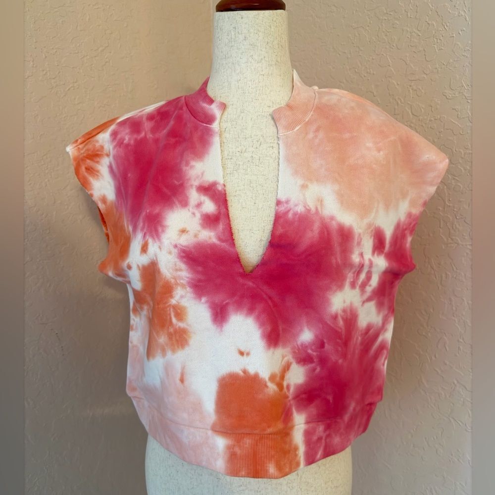 NWT revolve brand 525 America cotton tye dye  crop top athleisure pink sz M